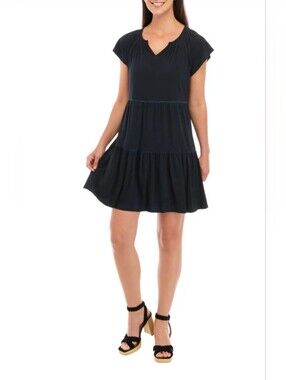 WONDERLY TIERED FLUTTER SLEEVE DRESS